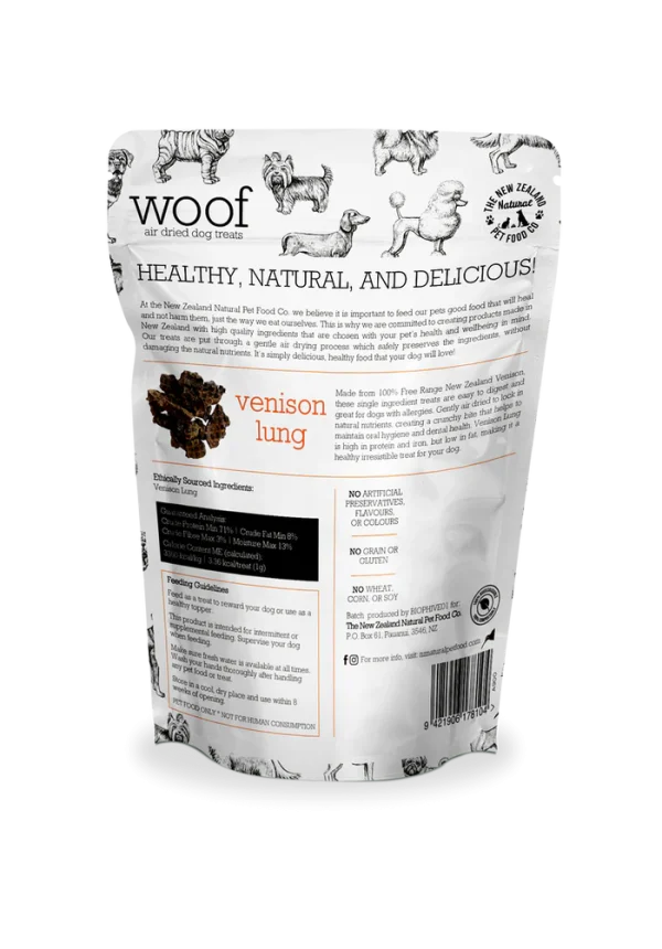 New Zealand WOOF Air-Dried Venison Lung for Dogs - 1.76oz