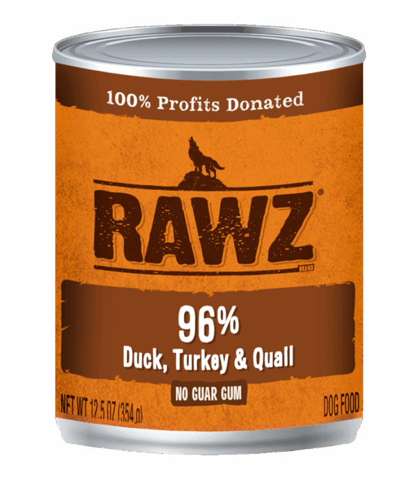 RAWZ 96% Duck, Turkey & Quail Canned Food for Dogs
