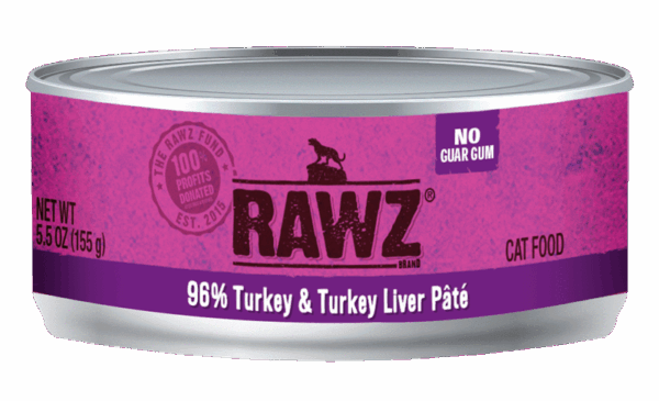 RAWZ 96% Turkey & Turkey Liver Pate Canned Food for Cats