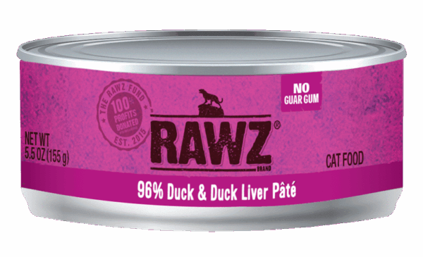 RAWZ 96% Duck & Duck Liver Pate Canned Food for Cats