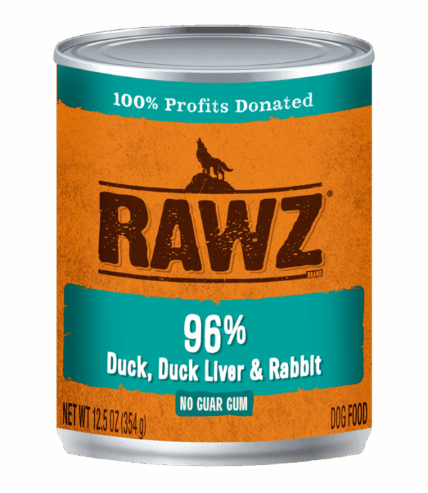 RAWZ 96% Duck, Duck Liver & Rabbit Canned Food for Dogs